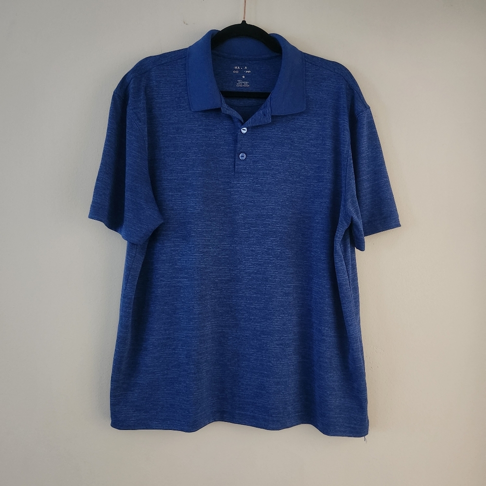 Haggar blue golf polo size large mens short sleeve tee athletic top